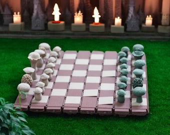 Forest Mushroom Chess Set – 3D Printed Woodland Board Game