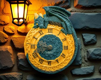 3D Printed Dragon Wall Clock – Gothic Fantasy Home Decor