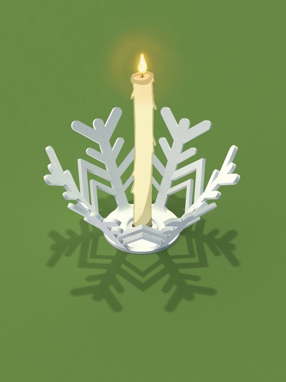 3D Printed Snowflake Candle Holder - Winter Holiday Decor