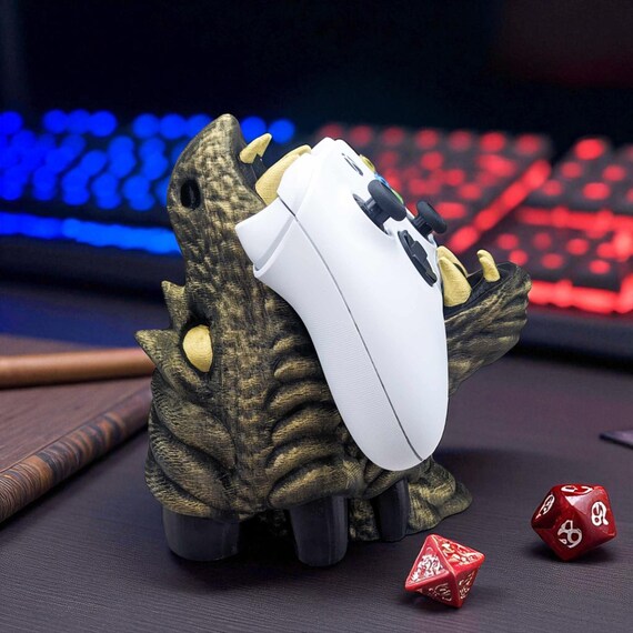 3D Printed Dragon Head Controller Stand | Gamer Desk Decor