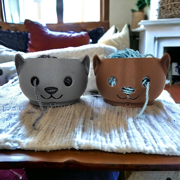 Kitty-Inspired Yarn Organizer: Cute 3D Printed Cat Yarn Bowl for Crochet & Knitting - Ideal for Trinkets, Jewelry, Coins!