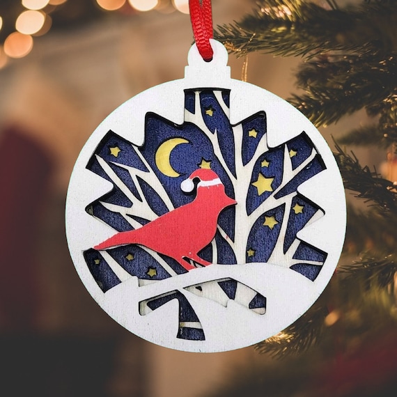 Handcrafted Cardinal Christmas Ornament, 3d Printed Bauble