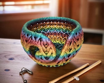 Knitting Yarn Bowl with Knit Pattern | 3D Printed Crochet Organizer