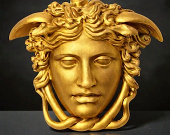 Medusa-Wandskulptur, Dekoration aus der griechischen Mythologie mit Schlangenhaar