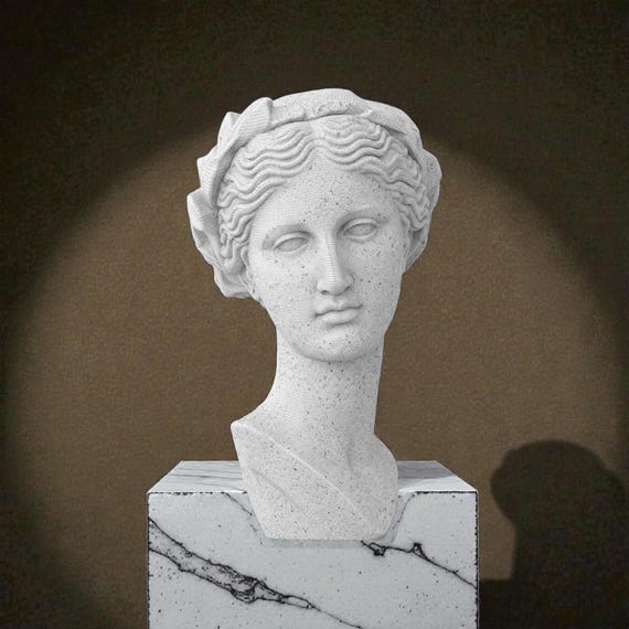 Thalia Bust Sculpture, Greek Statue Decor Inspired by Classical Art