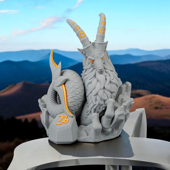 Capricorn Statue – 3D Printed Zodiac Figurine, Astrology Gift, Gothic Home Décor