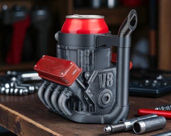 3D Printed V8 Engine Can Cozy – Car Lover Gift