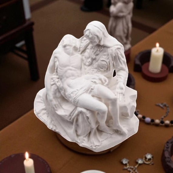 Florentine Pietà Sculpture – 3D Printed Religious Statue | Catholic Sacred Art, Michelangelo Inspired Home Decor
