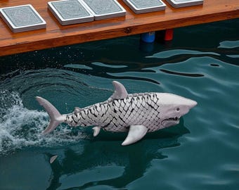 Articulated Great White Shark 3D Printed Toy, Fun Desk Decor