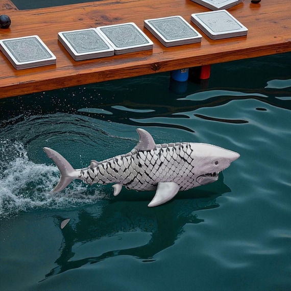 Articulated Great White Shark, 3D Printed Ocean Collectible, Shark Only or with Display Base