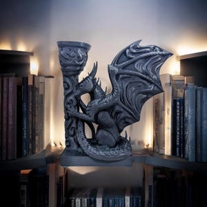 Dekoracja fantasy Dragon Bookend | Podpórka do półek na książki drukowana w 3D zdjęcie 14