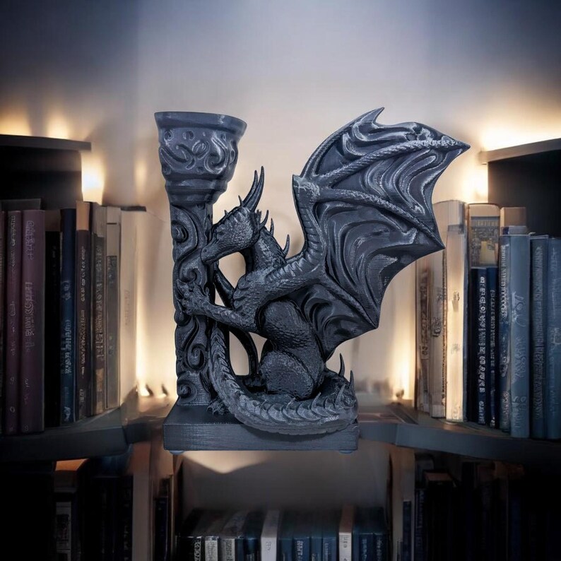 Dekoracja fantasy Dragon Bookend | Podpórka do półek na książki drukowana w 3D zdjęcie 14