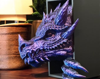 Dragon-boekensteunen voor boeken | 3D-geprint fantasieplankdecor | Ondersteuning voor functionele boeken