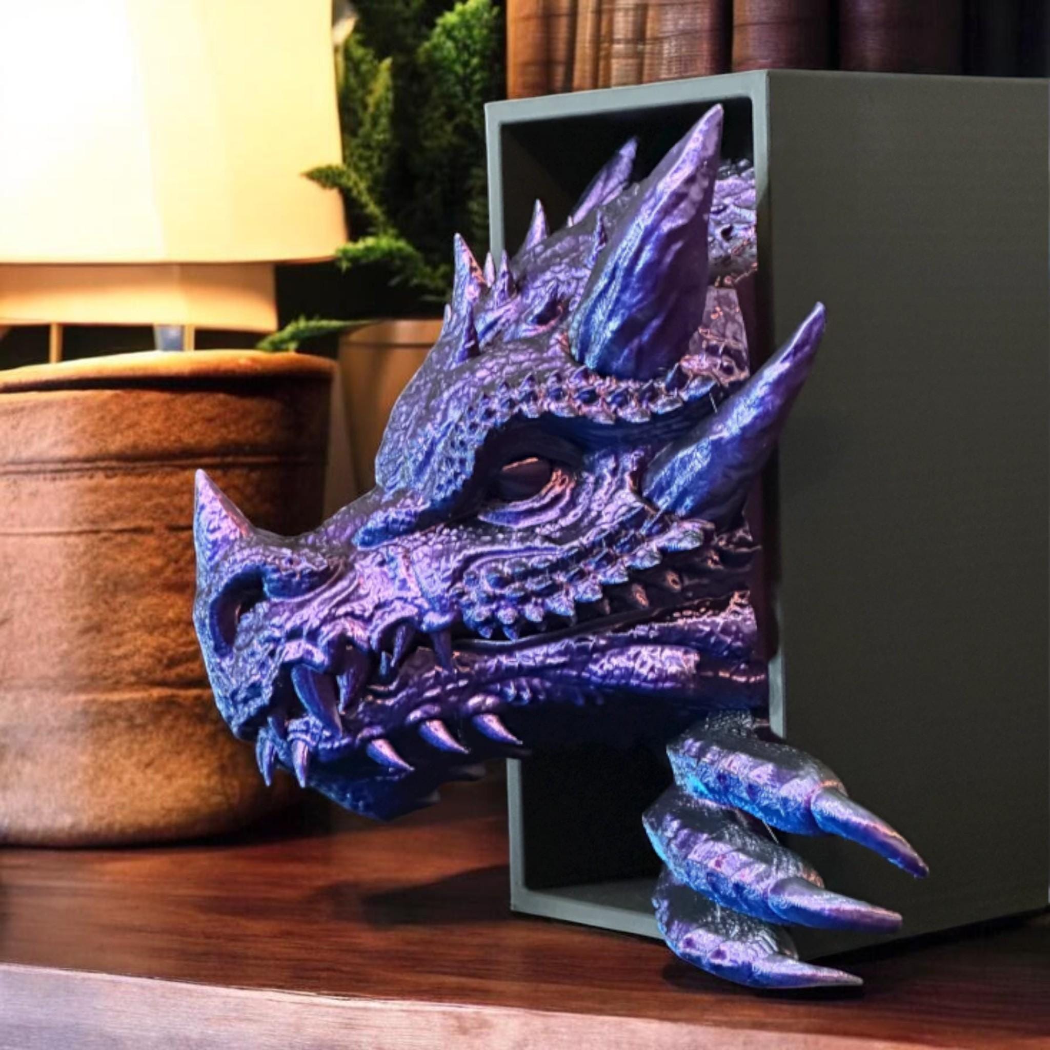 Dragon Bookends for Books | 3D Printed Fantasy Shelf Decor | Functional Book Support — photo 1 of 16