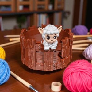 Sheep Yarn Bowl – 3D Printed Lamb Holder with Crochet Hook Case Option
