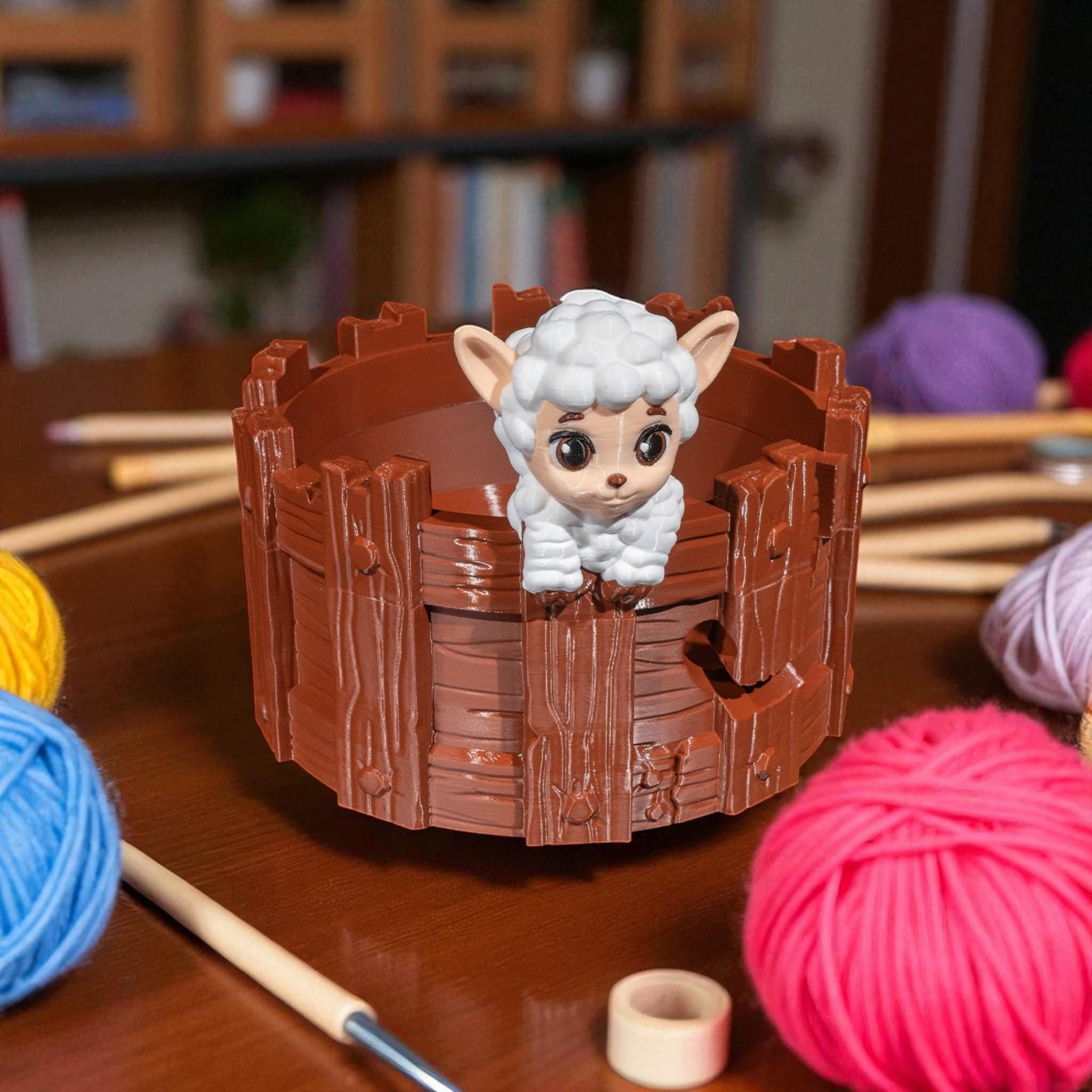 Sheep Yarn Bowl – 3D Printed Lamb Holder with Crochet Hook Case Option — photo 1 of 10