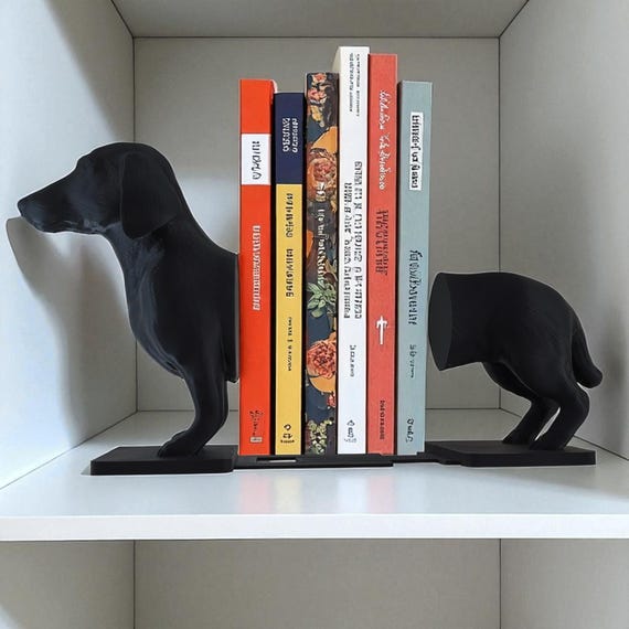 Dachshund Bookends, Eco-Friendly 3D Printed Dog Head and Tail Design