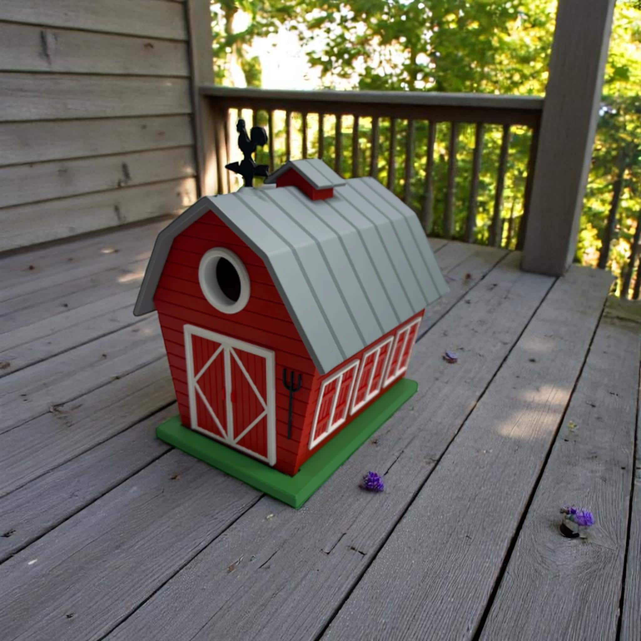 Red Barn Birdhouse with Weather Vane – 3D Printed Rustic Garden Décor — photo 1 of 10
