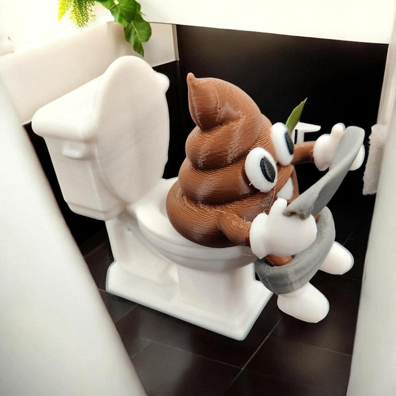 Funny Bathroom Buddy Mr. Poop Toilet Decoration, Whimsical PLA ...
