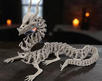 Esqueleto de dragón articulado: figura de fantasía articulada impresa en 3D, decoración gótica para el hogar, exhibición de dragones de Halloween, regalo único