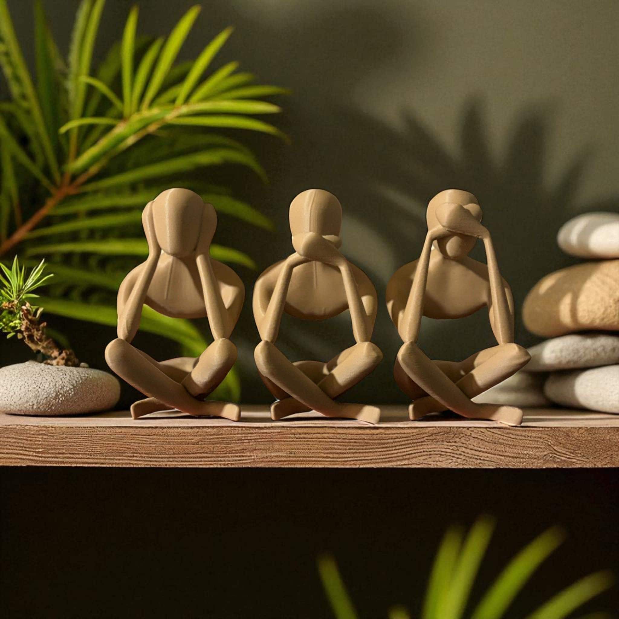 No Evil Trio Figurine Set, 3D Printed Home Decor for Spiritual Spaces — photo 1 of 10
