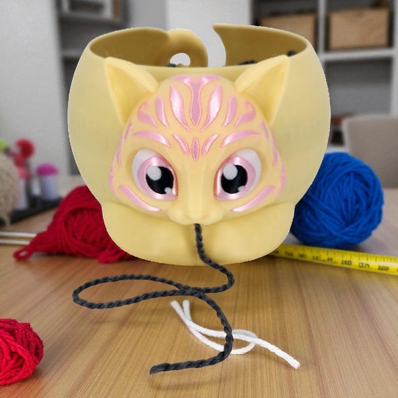 Cat Yarn Bowl – 3D Printed Crochet & Knitting Organizer for Crafters