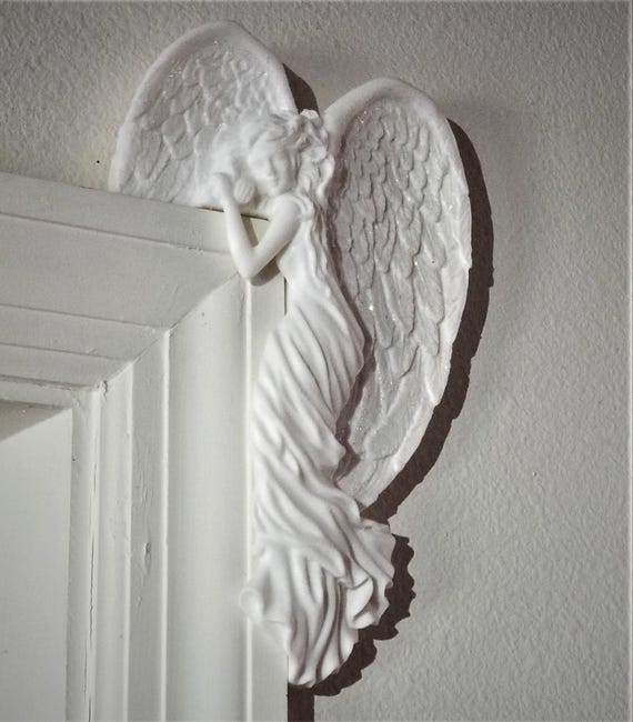 3D Printed Door Corner Angel, Gothic Home Decor Accent with Nail Hook