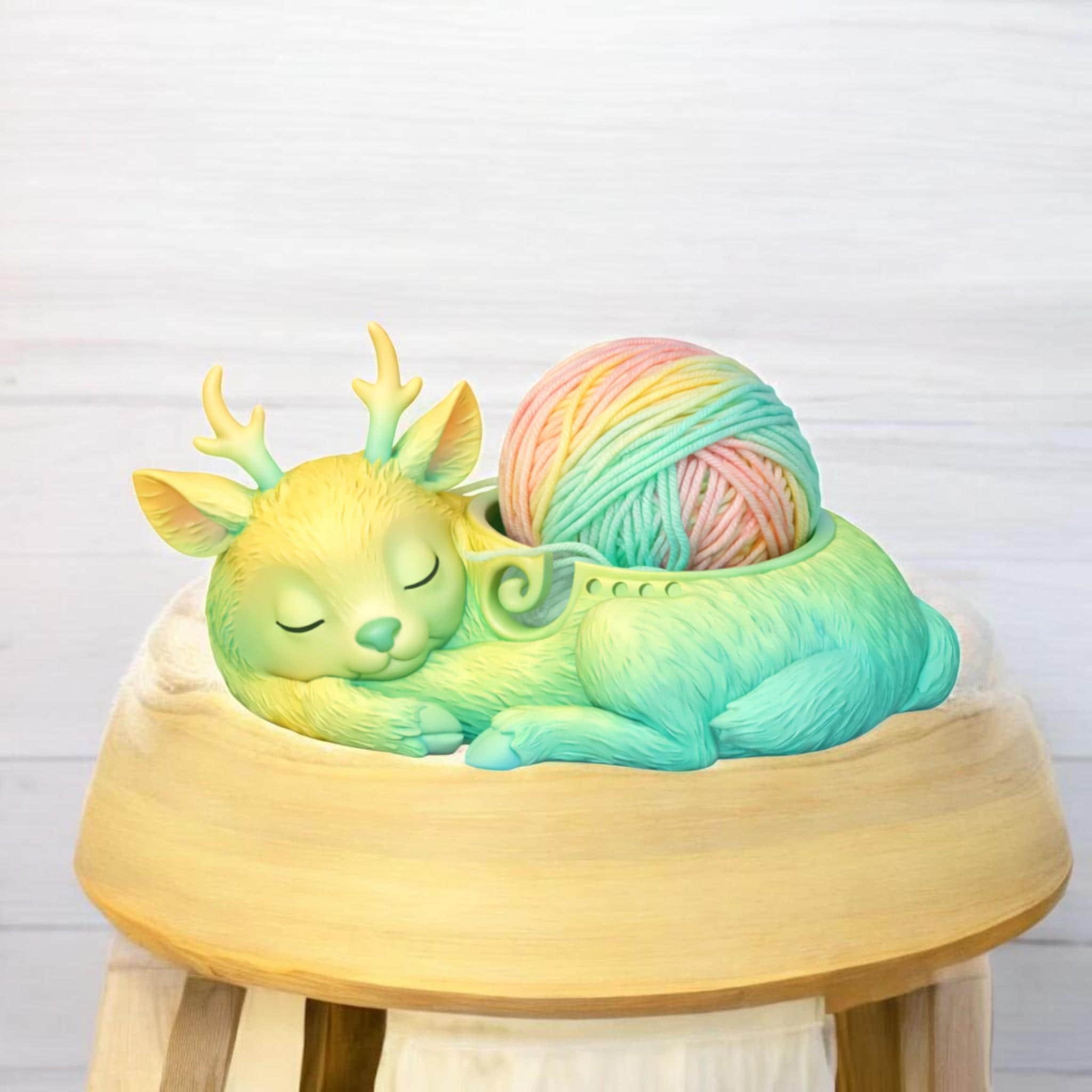 Sleeping Fawn Deer Crochet Yarn Bowl, Eco-Friendly 3D Printed Holder — photo 1 of 20