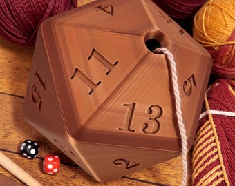 D20 Yarn Bowl, 3D Printed Dice Holder for Knitting and Crochet