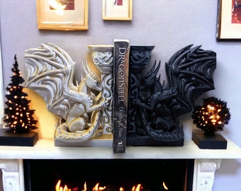 Dragon Book End Nook 3D Printed Choose Color Fantasy Horror Book Shelf Decor Book End