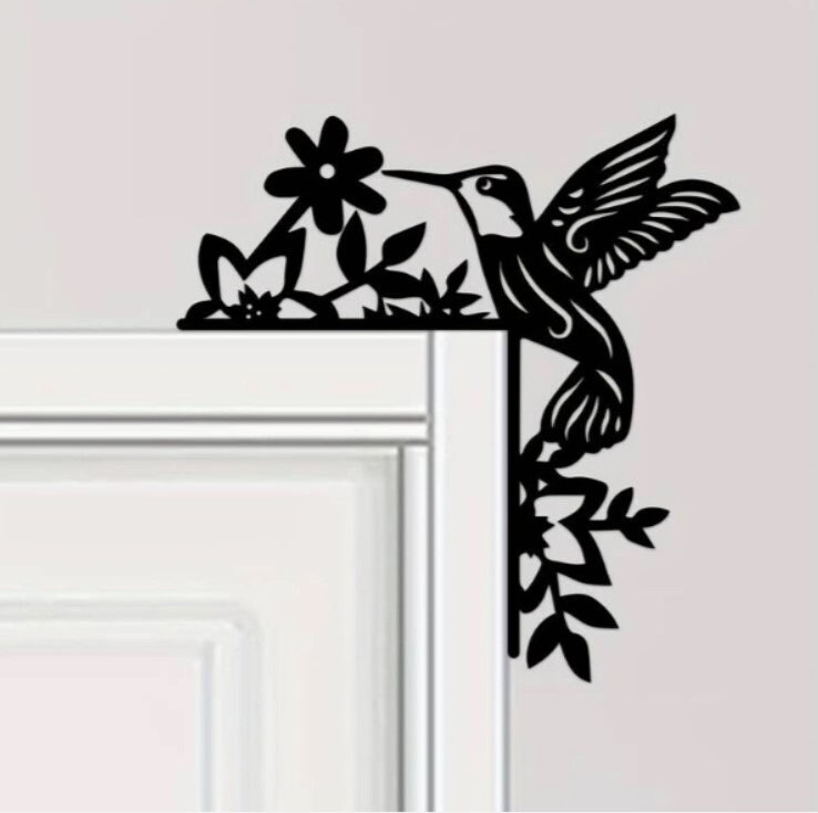 Hummingbird Door Corner Topper with Flowers, 3D Printed PLA Bird Decor for Door and Window Frames — photo 1 of 20