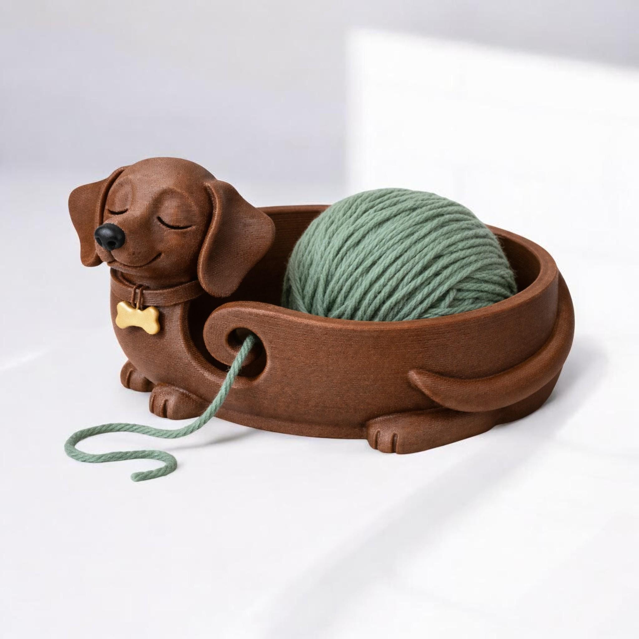 Dachshund Bowl, Sleeping Dog Yarn Holder for Crochet and Knitting — photo 1 of 16