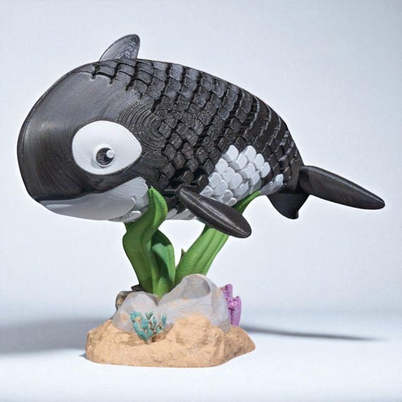 Orca Killer Whale Fidget Toy, Articulated Desk Decor with Plant Base Option