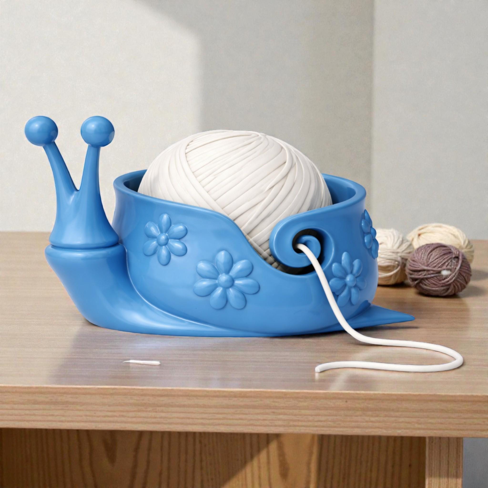 Snail Yarn Bowl, Whimsical 3D Printed Holder with Flower Design — photo 1 of 15