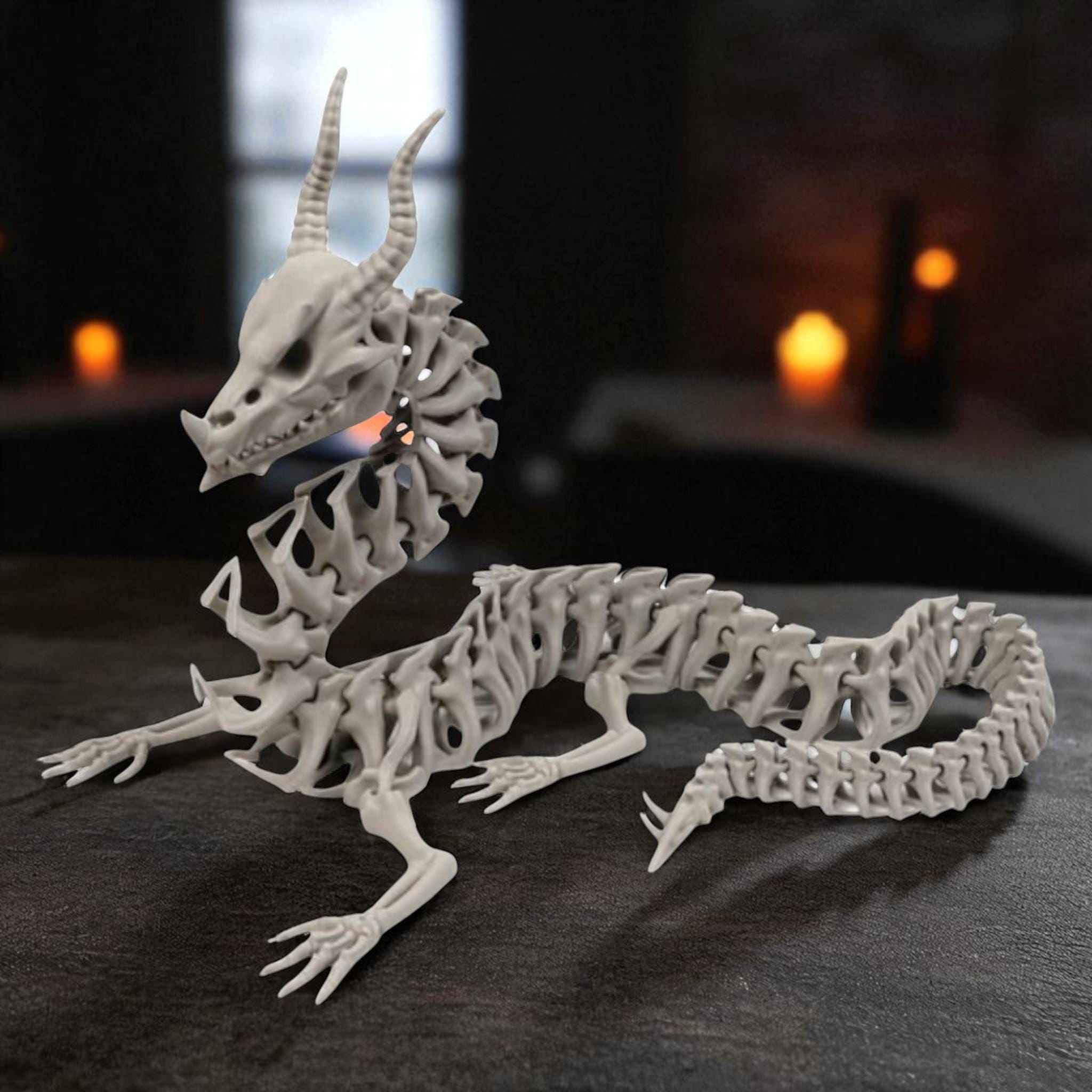 Articulated Dragon Skeleton – 3D Printed Posable Figurine for Gothic Decor — photo 1 of 9