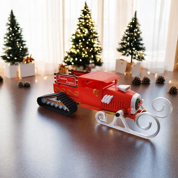 Santa Sleigh Hot Rod – 3D Printed Holiday Centerpiece with Custom Colors