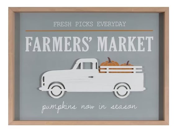 Rustic Framed Farmers Market Truck Sign - Farmhouse Fall Decor