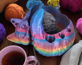 Playful Cat Yarn Bowl with Tool Holder – Cute Crochet & Knitting Gift for Cat Lovers, 3D Printed Fiber Arts Accessory, Free Shipping