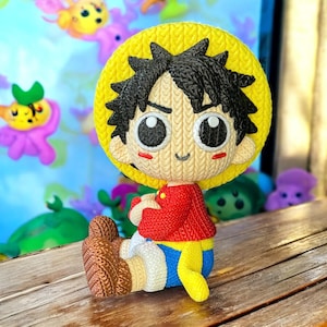 Crochet Styled One 3d printed Luffy Doll – Amigurumi Anime Figurine for Decoration and Gifts