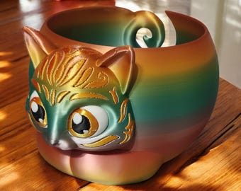 3D Printed Cat Yarn Bowl – Handmade Knitting & Crochet Organizer