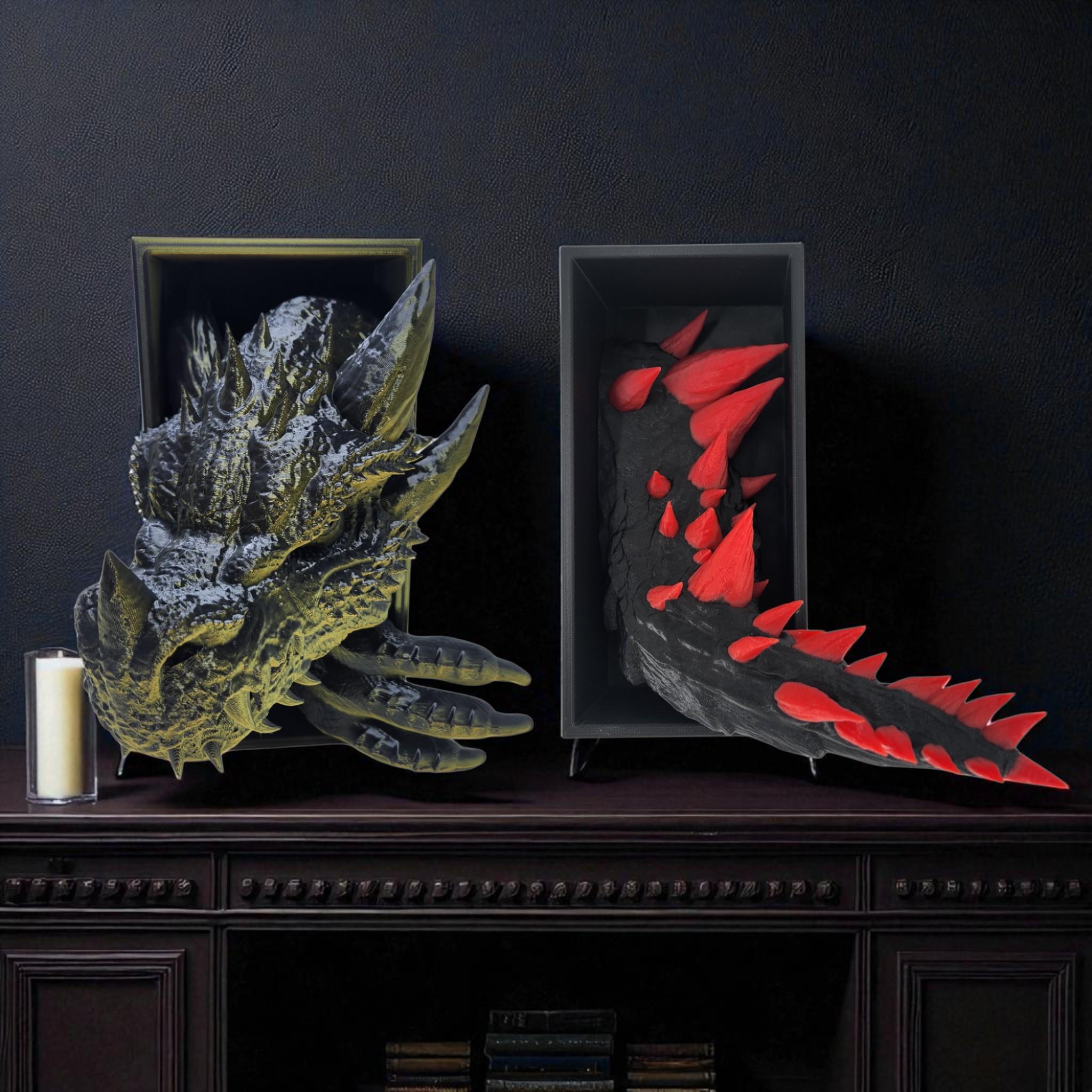 3D Printed Dragon Book Nook | Fantasy Shelf Decor, Gothic Bookends — photo 1 of 10