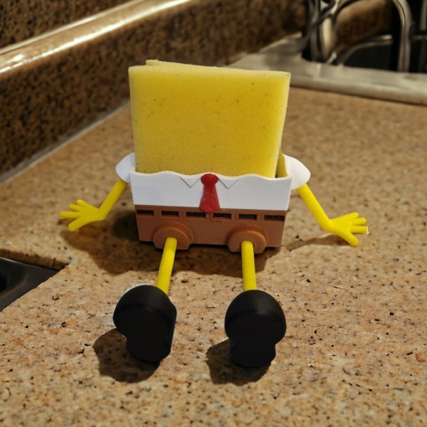 Bob The Sponge Unique 3D Printed Holder - Fun and Practical Kitchen Decor - Self-Draining Sponge Holder