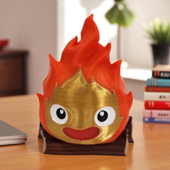 Chibi Fire Demon Figurine, Kawaii 3D Printed Desk Decor