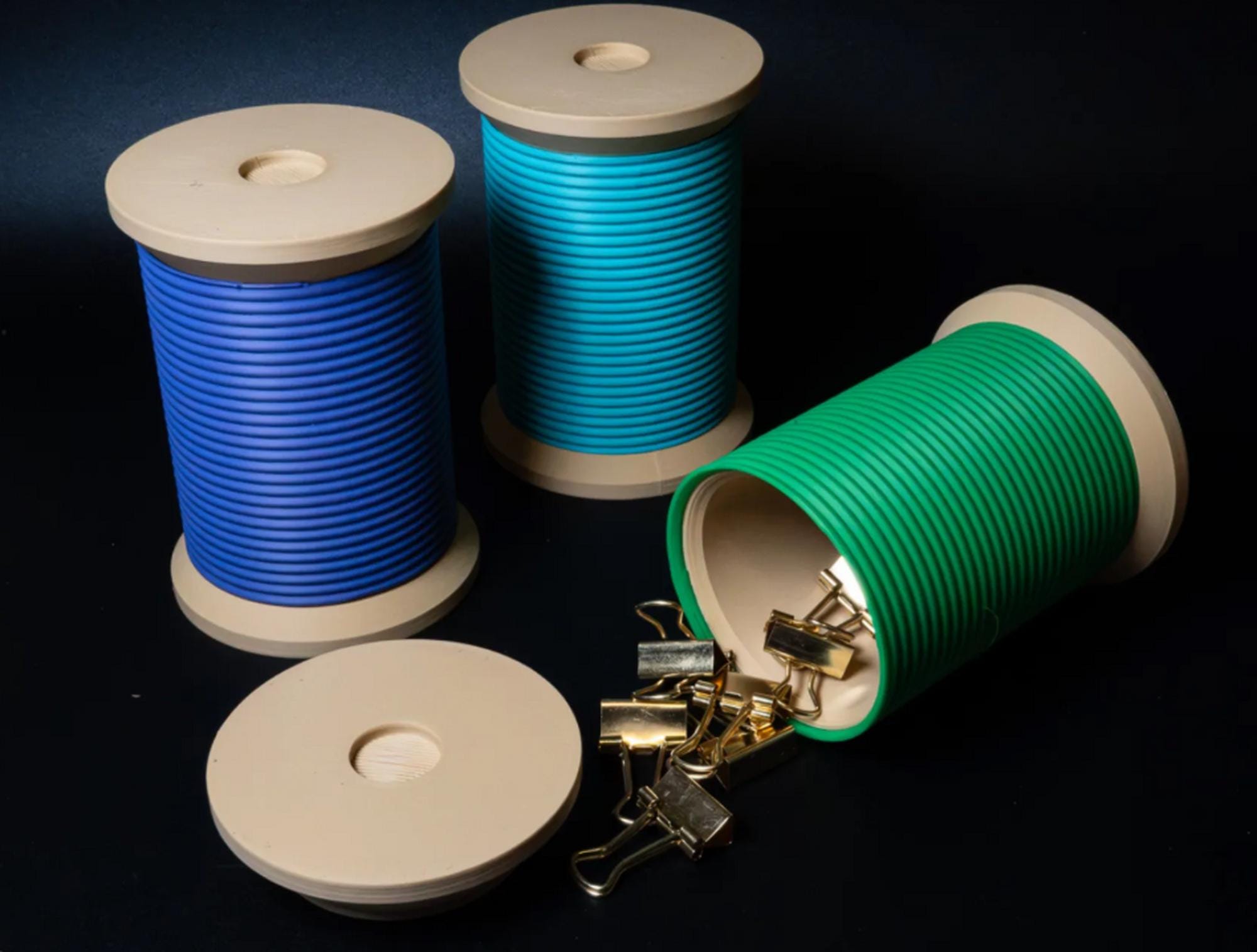 Thread Spool Storage Jar with Snap Lid, 3D Printed Sewing Room Organizer, Craft Supply Container — photo 1 of 17