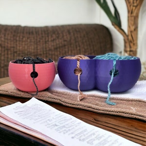 Geometrische Garnschüssel - 3D gedruckt, Einzel- / Doppeloptionen, niedliches Kitty-Muster, Strickutensilien, Schmuck- und Münzhalter