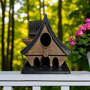 Herrenhaus Vogelhaus Handgefertigtes Rustikales 3D Gedrucktes Gartendekor im Aussenbereich Terrasse Vogelhaus