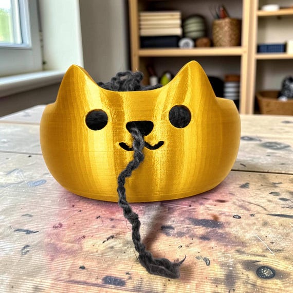 Cat Yarn Bowl, Eco-Friendly 3D Printed Organizer for Cat Lovers
