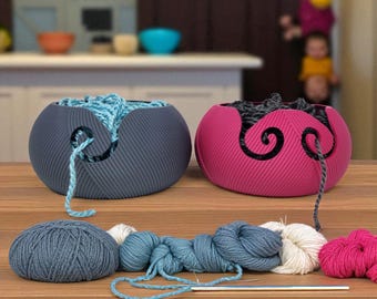 Bol de laine tricotée | Organiseur de crochet et de tricot imprimé en 3D avec un ou deux trous