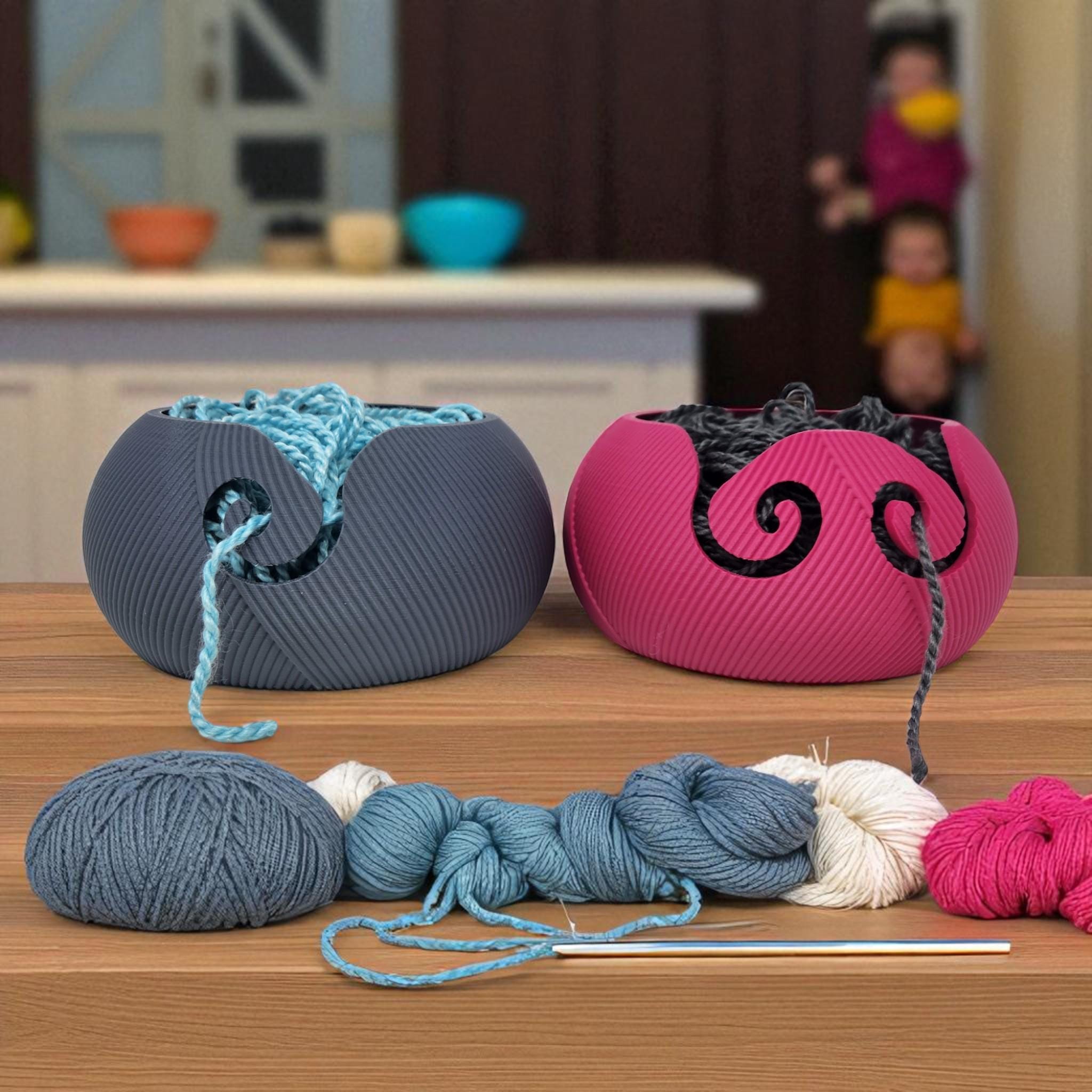Knit Yarn Bowl | 3D Printed Crochet and Knitting Organizer with Single or Double Hole — photo 1 of 10