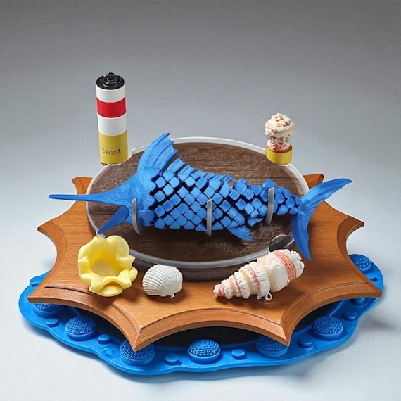 Marlin Fish Fidget Toy – 3D Printed Stress Reliever, Nautical Decor